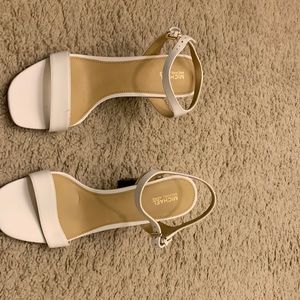 Michael Kors white block heel sandals